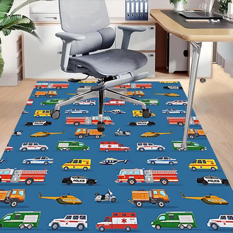 1PC Ambulance Firetruck Extra Large Non-Slip Floor Carpet, Office, Family, Bedroom, Studio - Large Area Rug Indoor Rugs, Vibrant Colors-W253