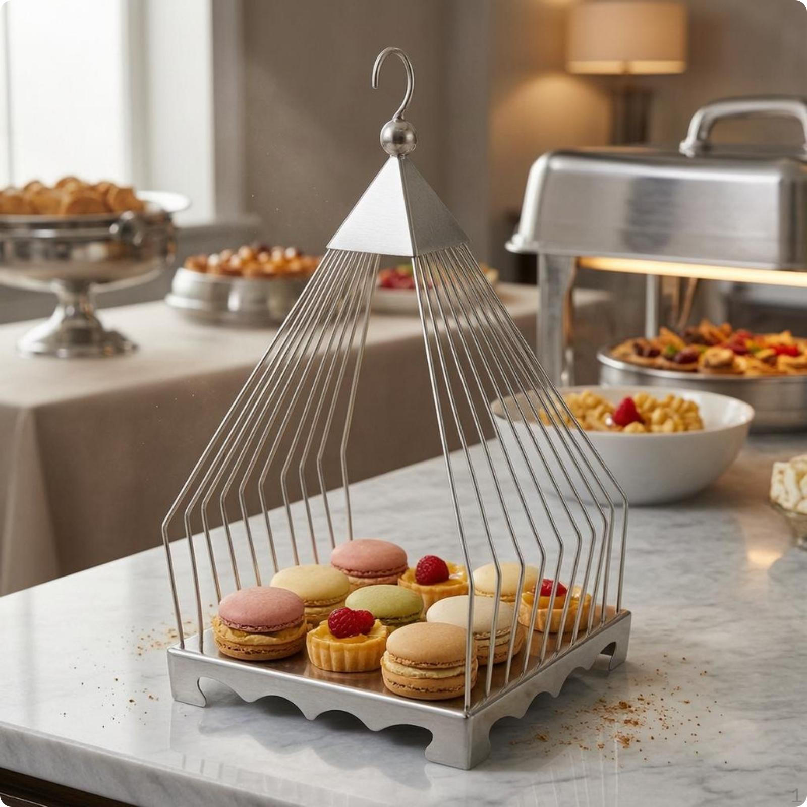 Birdcage Dessert Stand Metal Cake Square Base Display for Buffet 1 Tier