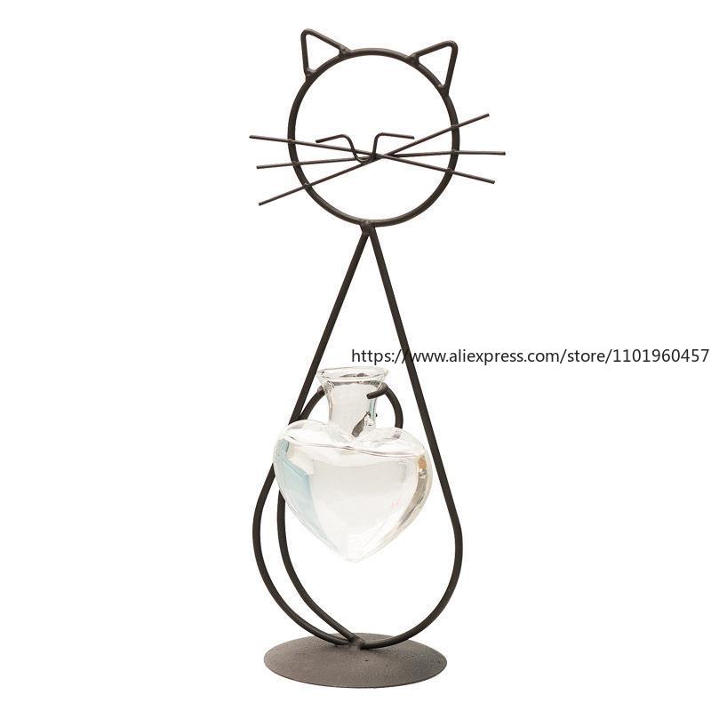 Minimalistischer katzenförmiger Schmiedeeisen-Blumenhalter Kreative Blumenvase Kreative Heimdekoration Wohnzimmer Tischdekoration