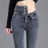 Fleece-Lined High Waist Skinny Jeans: Autumn/Winter Slimming Korean Style Women's Pants