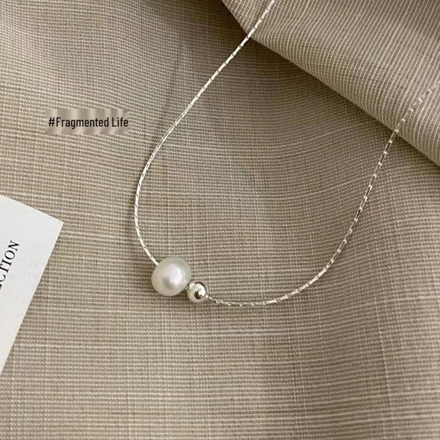 Elegant Niche Design Pearl  Silver Bead S925 Clavicle Necklace for Women S925 Silver