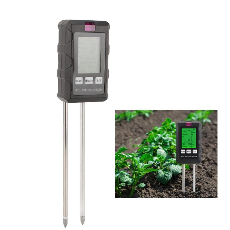 Digital Soil Tester 6 In 1 Soil Humidity PH Fertility Temperature Sunlight Ambient Humidity Meter With Backlight For Garden Lawn