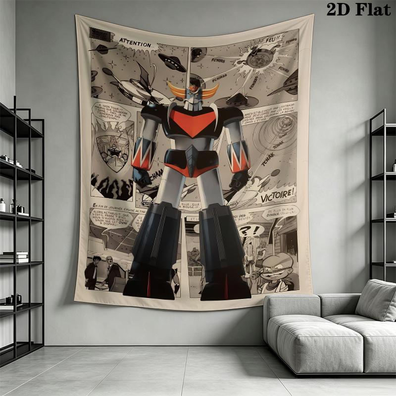 Grendizer Goldorak Wall Tapestry Aesthetic Wall Hanging Printed Fabric Blanket Decorative Tapestries for Bedroom Living Room Home Decor