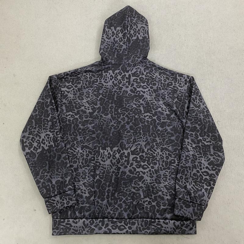 European and American autumn and winter retro loose trendy printed hooded zipper sweatshirt