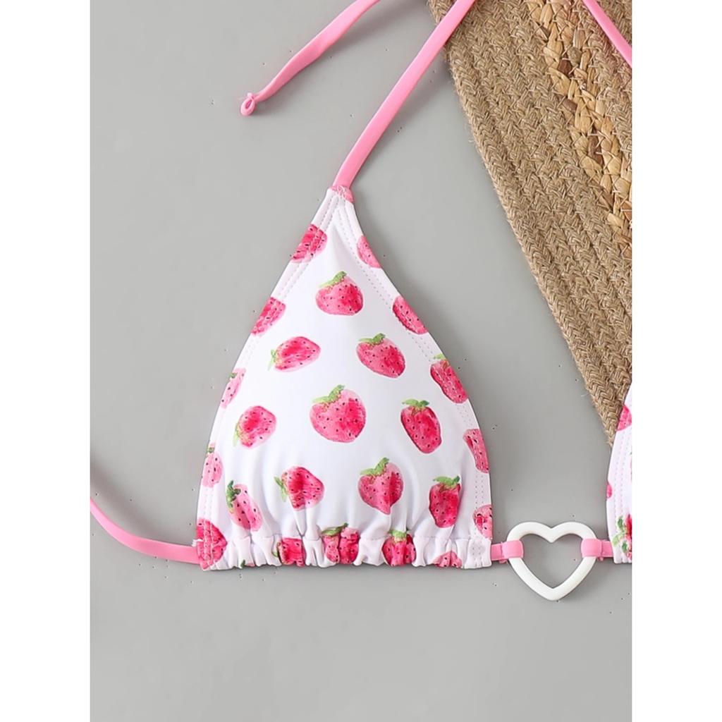 Rosa Bikini Push Up Micro Bikinis Frau Damen Erdbeere Bademode 2 Stück Tanga Badeanzug Badeanzüge Luxus Beachwear