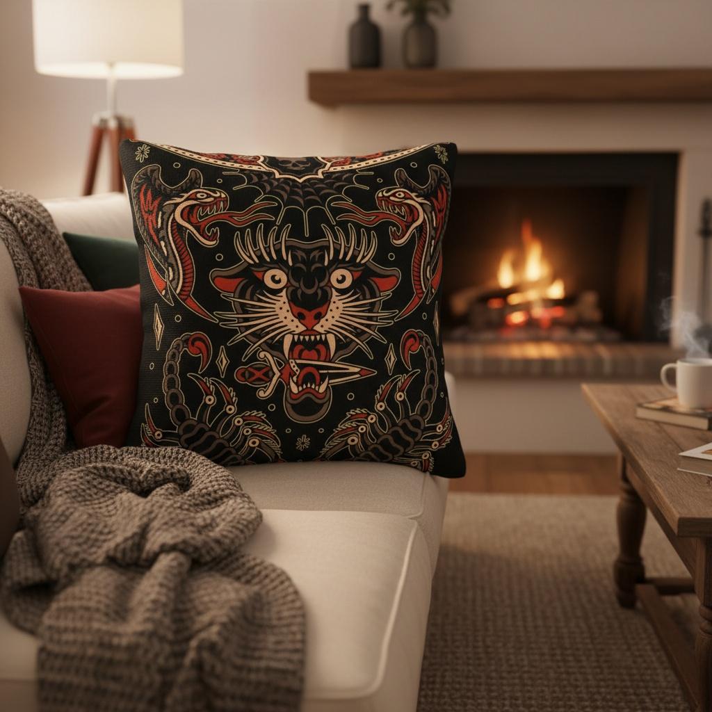 Old School Tattoo Design Kissenbezug - Dekorative Kissenhülle für Sofa & Wohnkultur