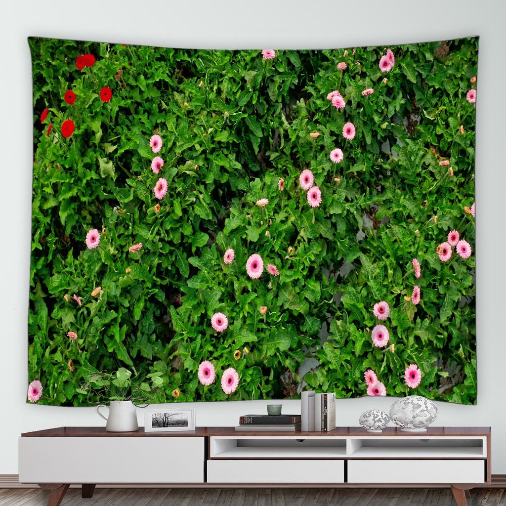 Waterfall Flowers Trees Vintage Brick Rattan Plant Park Nature Scenery Home Decor Wall Hanging Tropical Garden Landscape Tapestry