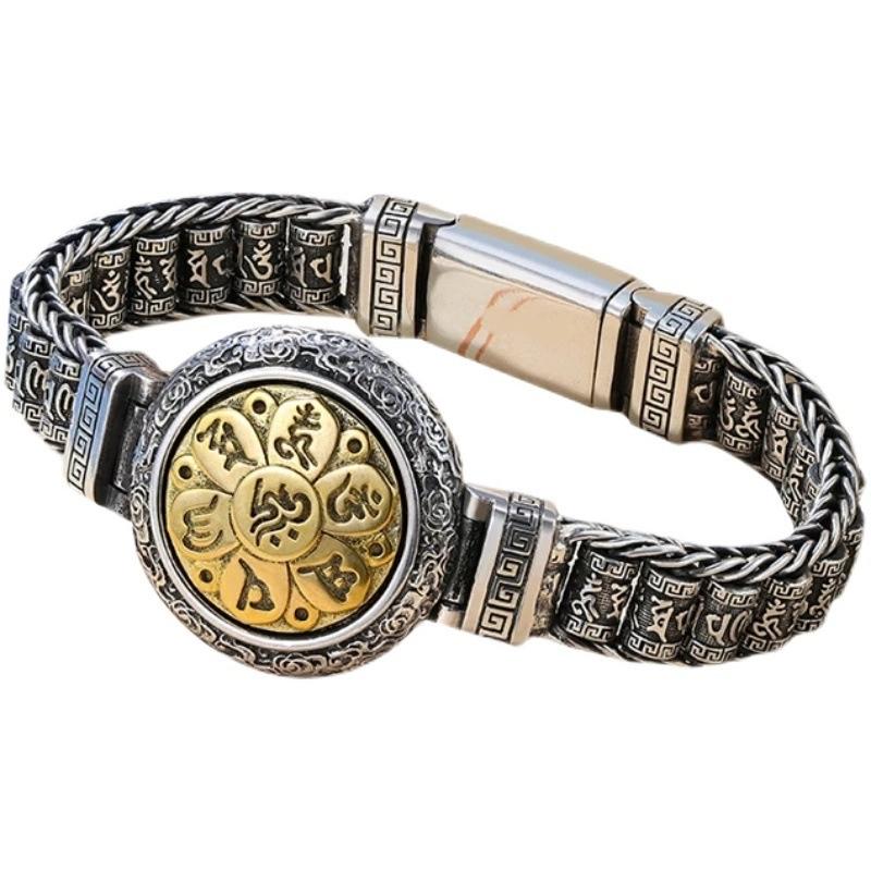 Roterende Lulu Tong Seksstavelsesmantra Armbånd, Roterende Hjul, Sutrarør-armbånd, Herremote