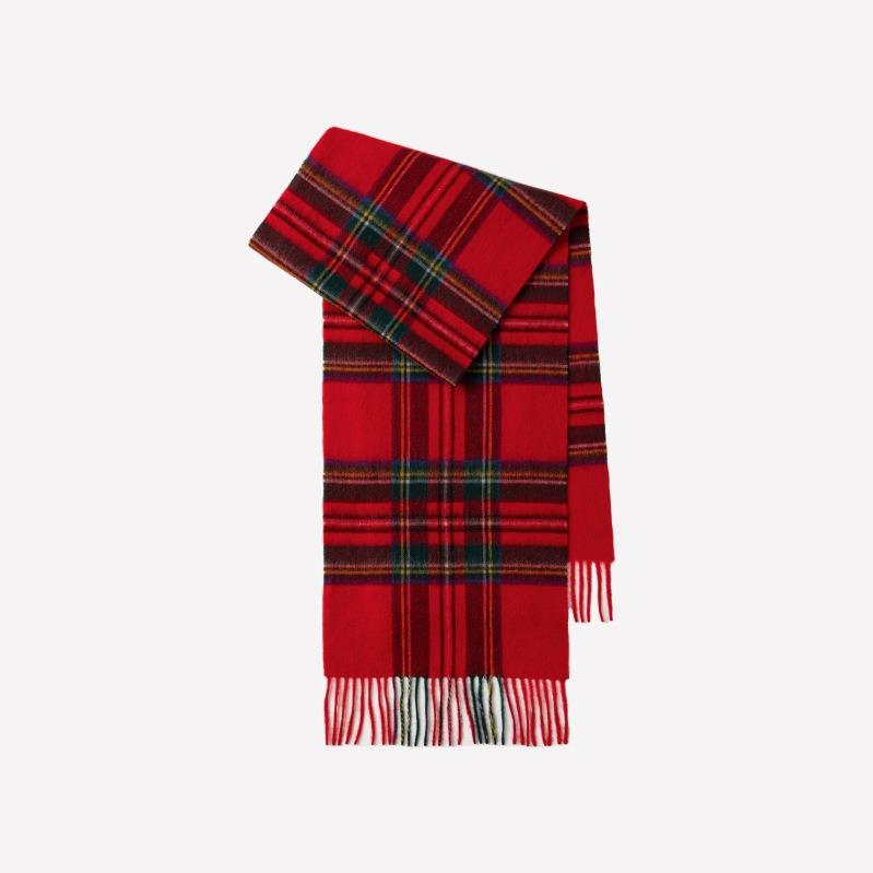 Red 100% wool scarf, simple autumn and winter atmosphere, scarf, high-end sense, versatile shawl 2025 gift