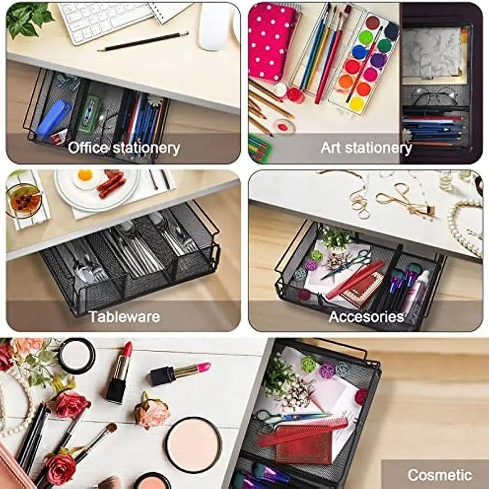 Ausziehbarer Unterschreibtischschublade Große Kapazität Metallaufbewahrungskorb Schreibtischorganizer Haushalt