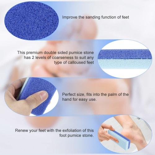 4-Piece Double-Sided Foot Pumice Stones, 2-in-1 Callus Remover Pads, Pedicure Stone Scrub for Hard Skin, Callus Remover for Feet and Hands