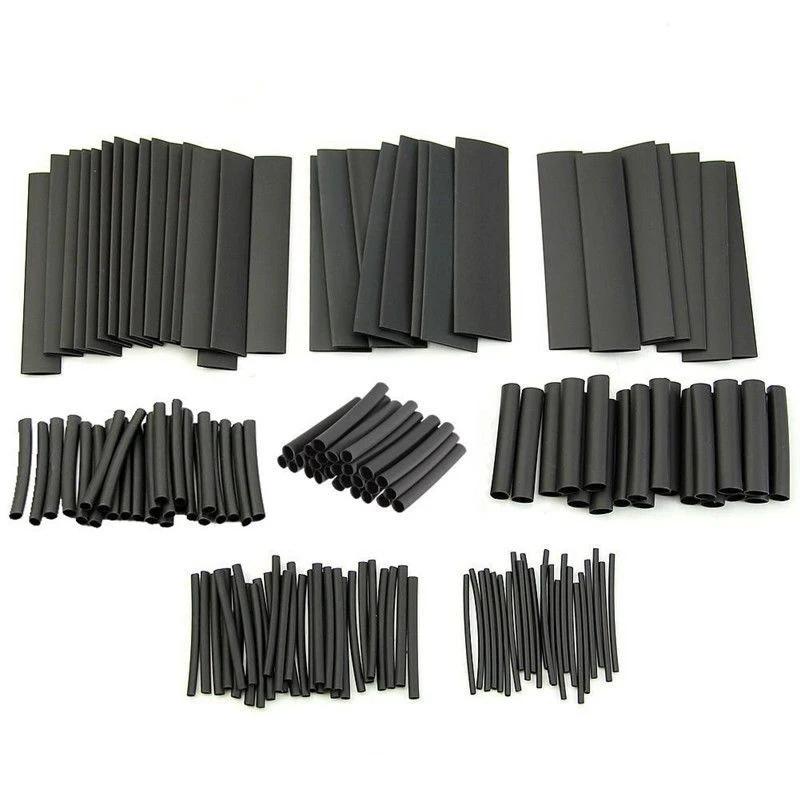 127pcs 7 Sizes Heat Shrink Sleeving Set Thermoresistant Tube Shrink Wrapping Wire Cable Polyolefin Wrap Tubing Ratio 2:1