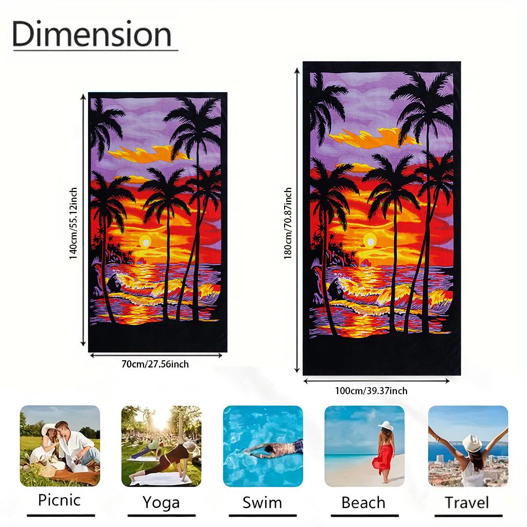 1Pc Hawaiian Scenery Design Beach Towel Quick-Drying Large Size Suitable For Beach Pool Summer Funny Gift For Friend Families