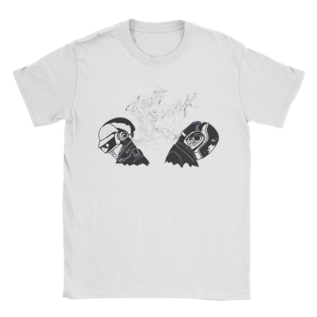 Mens Daft Punk Electronic Band  T Shirt  Pure Cotton Clothes Casual Short Sleeve Crewneck Tees Big Size TShirt