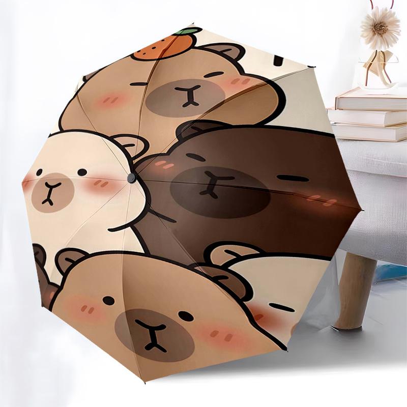 Capybara Themed Travel Umbrella-8 Ribs Automatic Opening and Closing, Portable Folding Design, Compact and Stylish Umbrella Suitable for Out