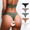 Hose Hoher Schritt Gerippte Baumwolle Sexy Atmungsaktiv Damen Fitness Sport Tanga