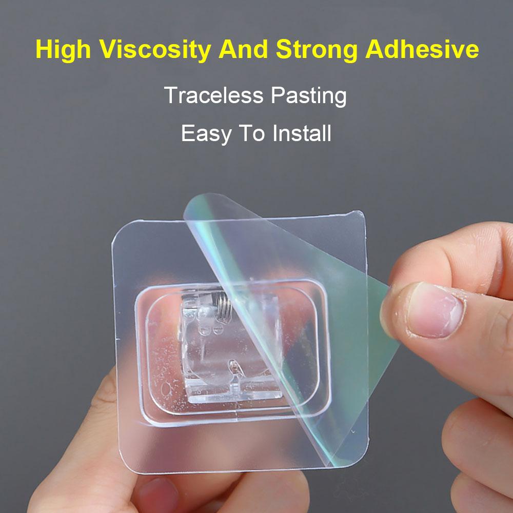 Silicone World 4PCS Self Adhesive Hooks Punch-free Curtain Rod Clip Hook  Telescopic Rod Holder Fixed Clip Hanging Hook Holder