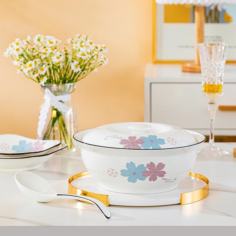 Hao Ya Jingdezhen Floral Ceramic Soup Pot