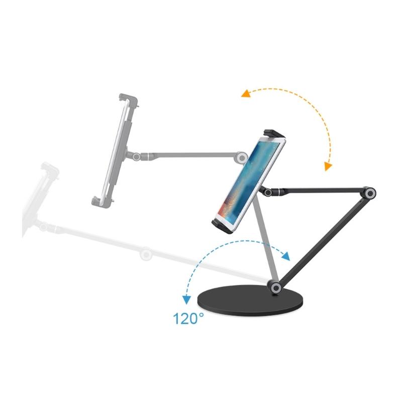 Universal Aluminum Alloys Tablets Stand Holder With 360 Degree Rotation And AntiSlip Base For 4.7 To 12.9inch Devices