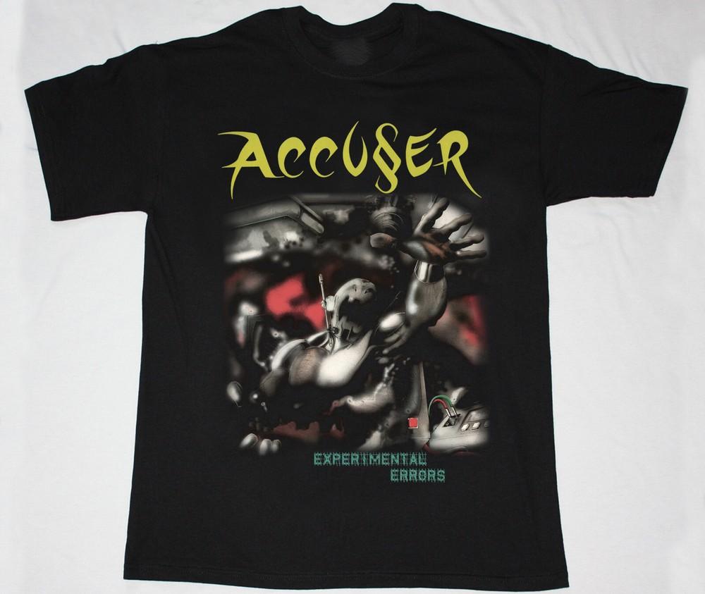 Vintage ACCUSER EXPERIMENTAL ERRORS 87 Cotton Unisex Black Shirt AB414 L