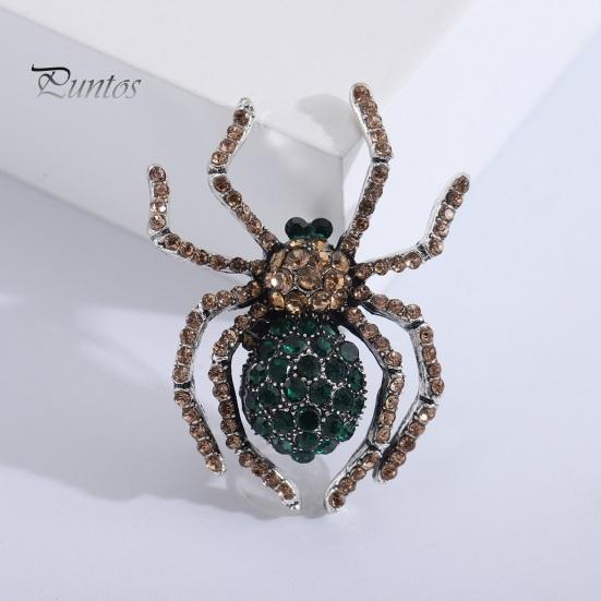 Örümcek Broş Parlak Yapay Elmas Dekor Gerçekçi Örümcek Şekli Elbise Yaka Dekorasyon Anti-pas Alaşım Hafif Giysiler Takı Bayan Hediye