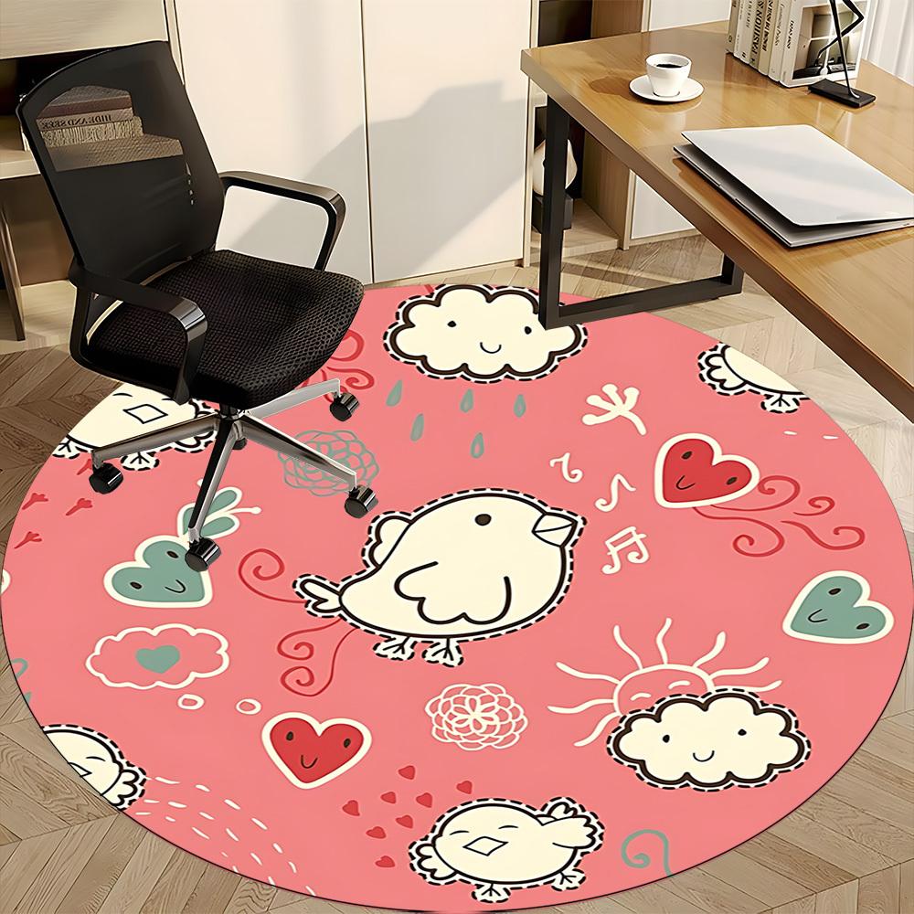 1pc Birds, Hearts Chair Carpet for Office, Non-slip, Soft and Durable Office Rug, Perfect for Office Yy260131079