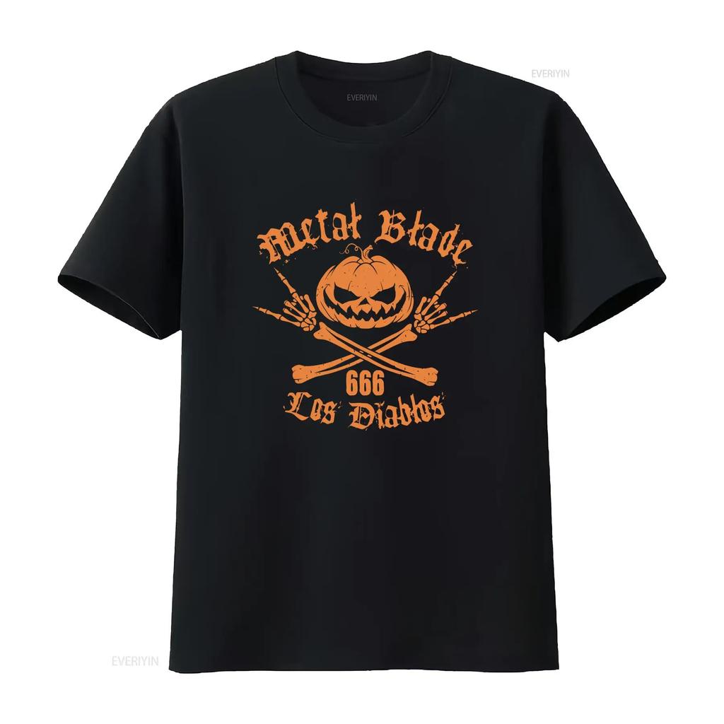 Los Diablos By Metal Blade Records Halloween Totenkopf Knochen T-Shirt vintage Gewaschen Weich Bequem Leicht für Männer Dehnbar