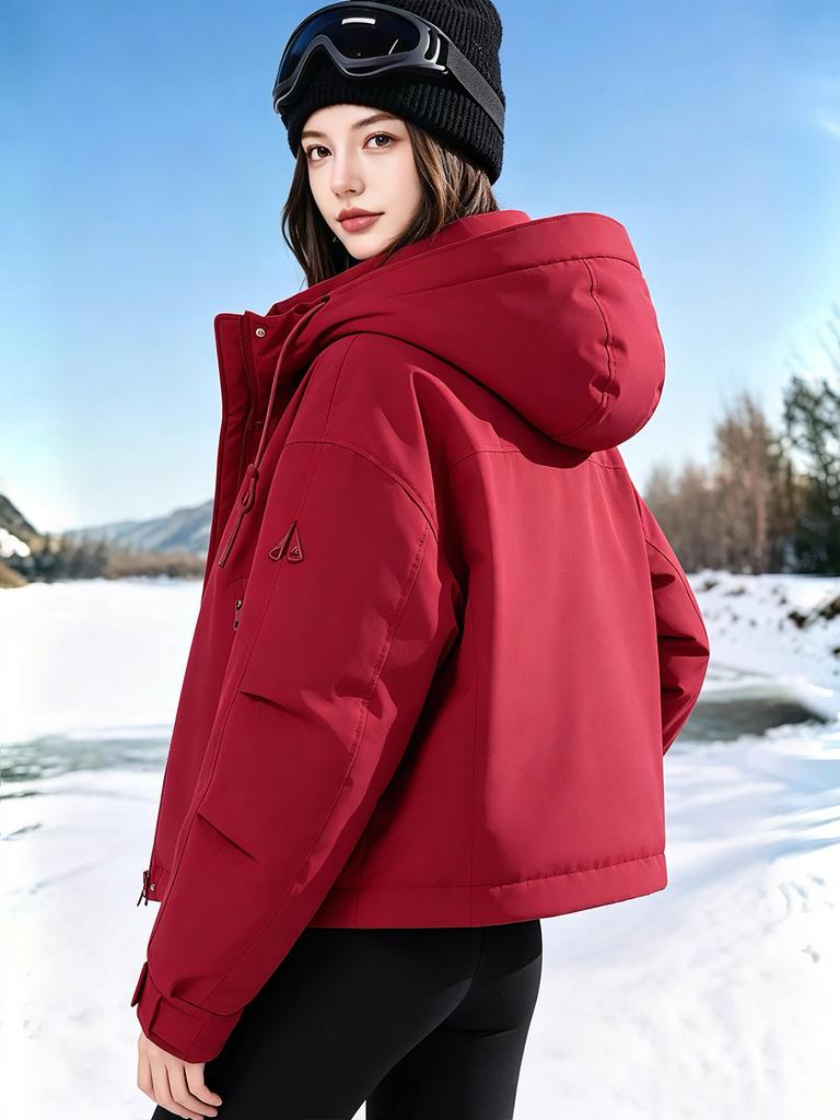 Small outdoor cold-proof cotton clothes women's short hooded tooling tailoring winter coat physical selection to get goods