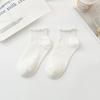 Female Spring and Autumn Solid Color Wooden Ear Curled Cotton Sweat Absorbing Socks
