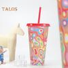 710ML Magic Color Changing Cups with Lids Straws Reusable Cups for Adults Kids Leak-Proof Party Cups for Ice Drink