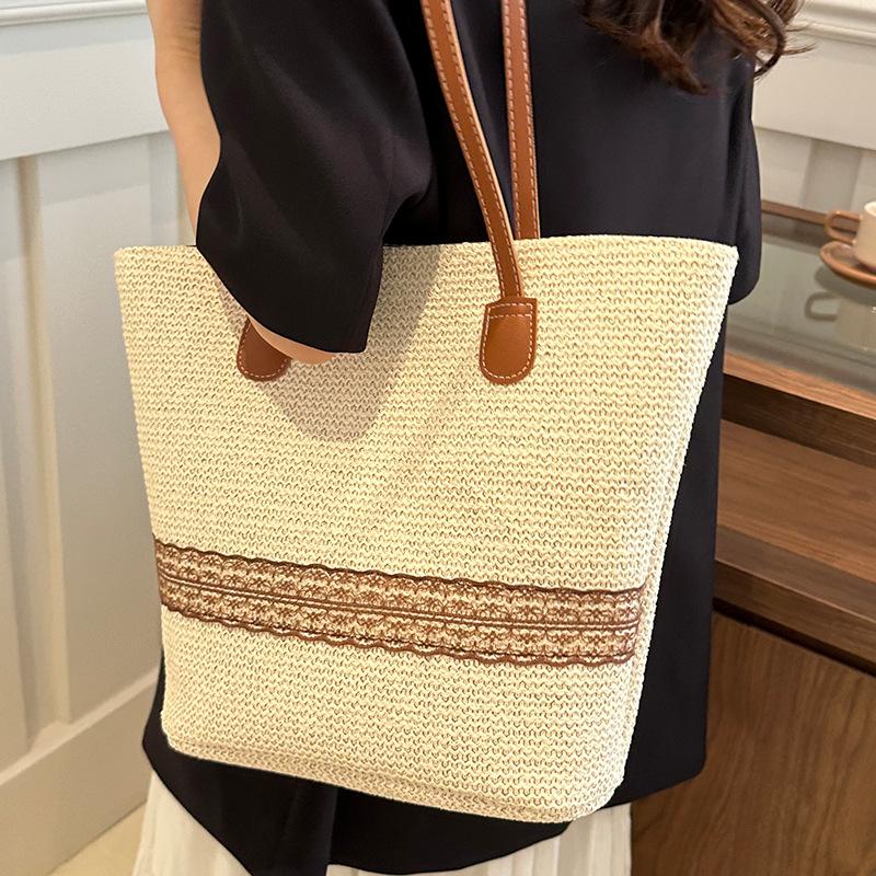 Large Capacity Woven Bag Women'S Fashion Commuter Tote Bag Foreign Versatile Shoulder Handbag