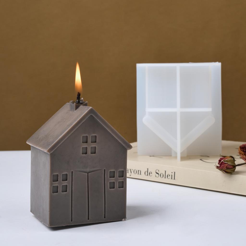 Forma silikonowa 3D Dom na świece DIY Ręcznie robiona Domy z oknami Formy na mydło aromatyczne Forma do odlewania gipsu żywicznego Dekoracja domu Rzemiosło Prezenty