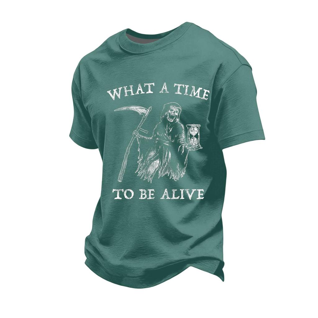Men's Casual Loose Fit Short Sleeve T-Shirt with Graphic Print Crew Neck Top Comfortable Everyday Wear
