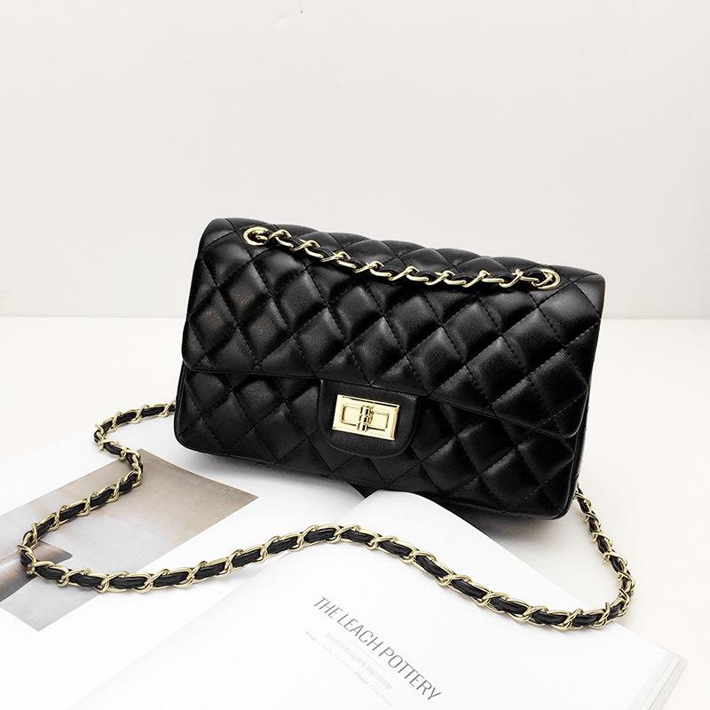 Bag Women'S Shoulder Chain Bag Small Fragrant Wind Rhombus Small Square Bag Solid Color