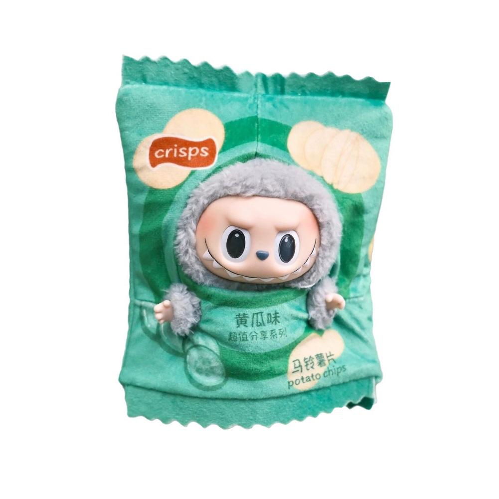 For 15cm Labubu The Monsters Figure Doll Potato Chip Packaging Clothes Cartoon Heartbeat Macaron Clothes