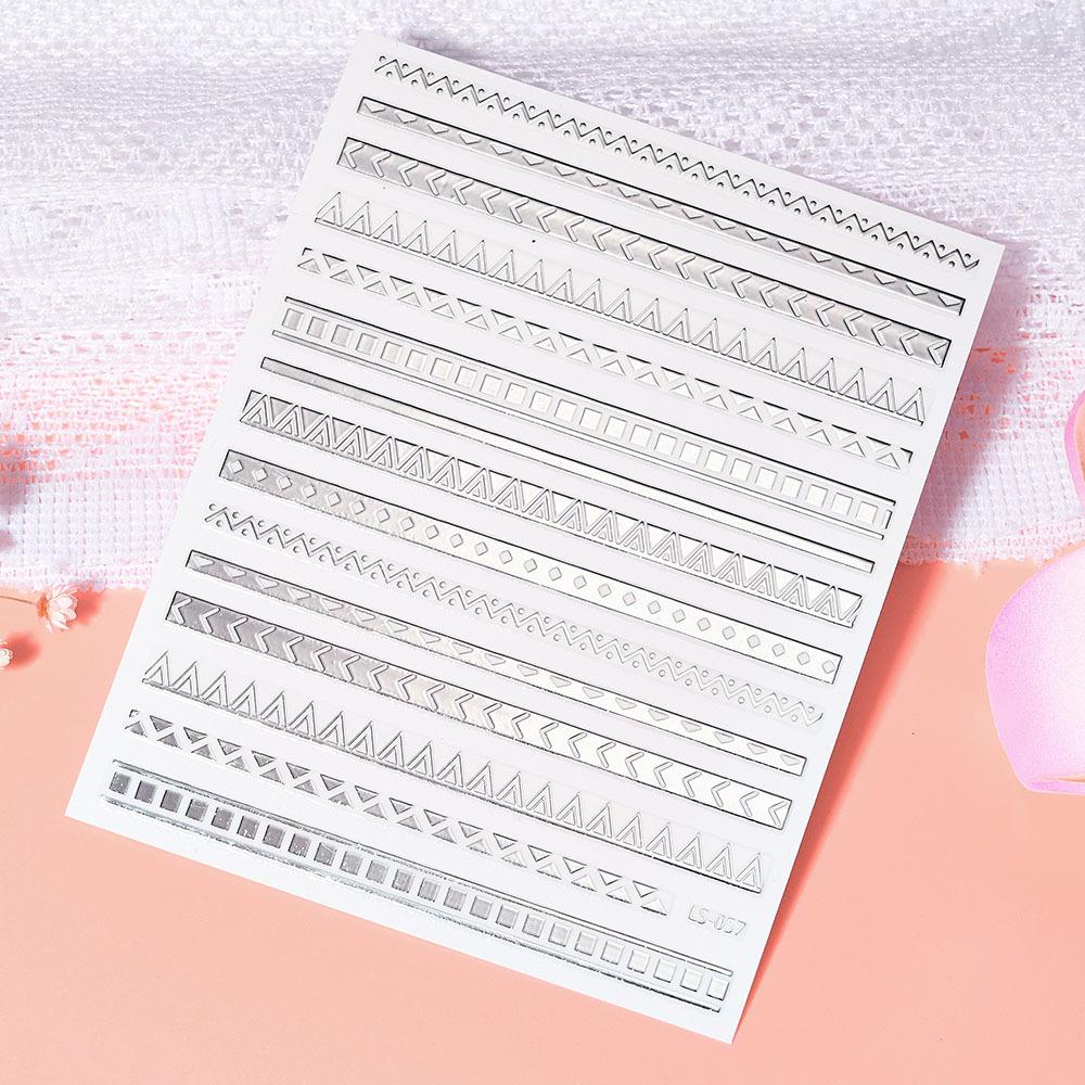 Egyptian Alien Text Full Sticker Geometric Shape Manicure 3D Rose Gold Silver Nail Diy Manicure Sticker