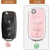For VW Car Key Fob Cover, Soft TPU Key Shell Case Protection Fit for VW Volkswagen Jetta Golf Passat MK8 Tiguan Touareg Beetle GTI Smart Remote Car