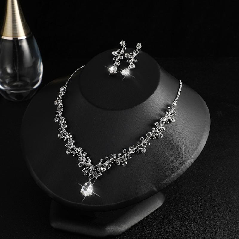 Atmospheric Bridal Necklace Earrings Zircon Wedding Jewelry Set Wedding Dress Evening Dress Accessories Wedding Banquet Jewelry