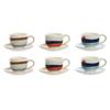 Set of Cups with Saucer - Home ESPRIT - 6 Pieces - Multicoloured - 180 Ml - 18x20x20 Cm - Yellow - Blue - Green - Lilac