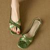 3Cm New Chinese Style Fish Mouth Sandals Women's Thick Heel Medium Heel Open Toe Simple Roman