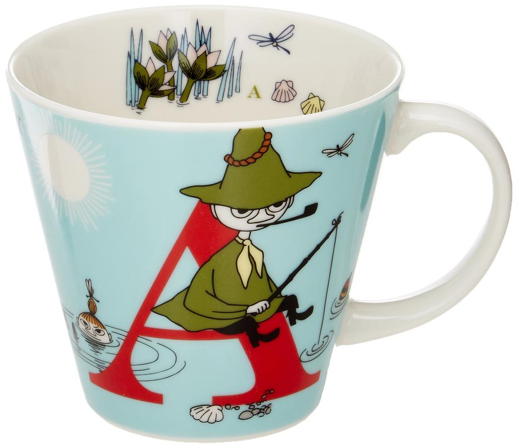 Yamaka Shoten MOOMIN Initial Mug 340ml Microwave Moomin Nordic Day Wedding Made in A, Approx. Capacity, Safe, Merchandise, Style, Mother's Gift,