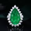Wosikate Luxury   Copper Water Drop Emerald Ruby Sapphire Opening Ring For Women Wedding Jewelry Banquet Finger Ring
