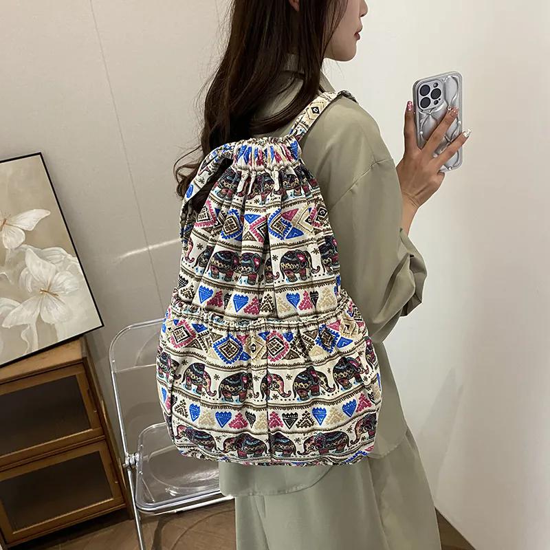 WTEMPO Retro Elegant Versatile Printed Backpack Outdoor Sports Bags Large Capacity Lightweight Travel Backpack Fitness Bags Yoga Bags