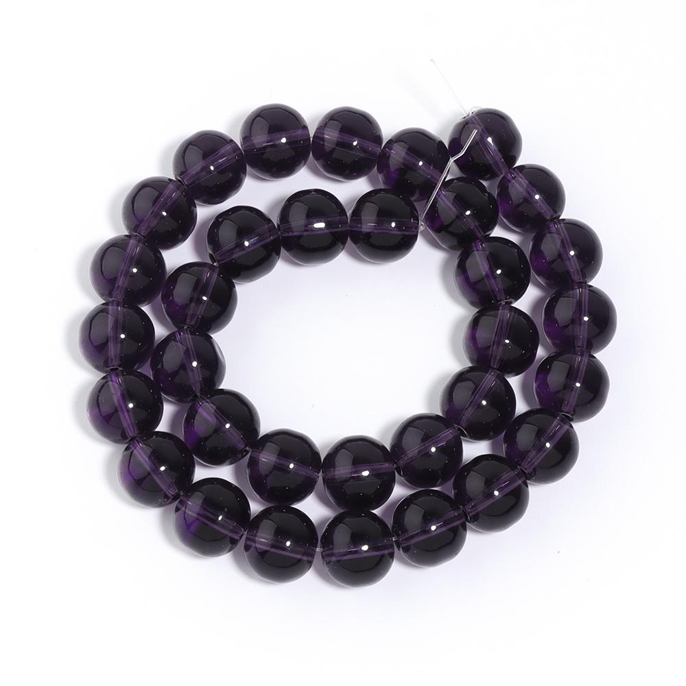 1 Strand 4/6/8/10/12mm Purple Glass Beads Round Smooth Loose Spacer Beads For Jewelry Making DIY Bracelets Necklace Accessories
