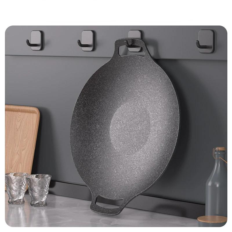 Grilling Pan Non-stick Thick Cast Iron Frying Pan Flat Pancake Griddle Stone Cooker BBQ Grill Induction Cooking Pot for Outdoor