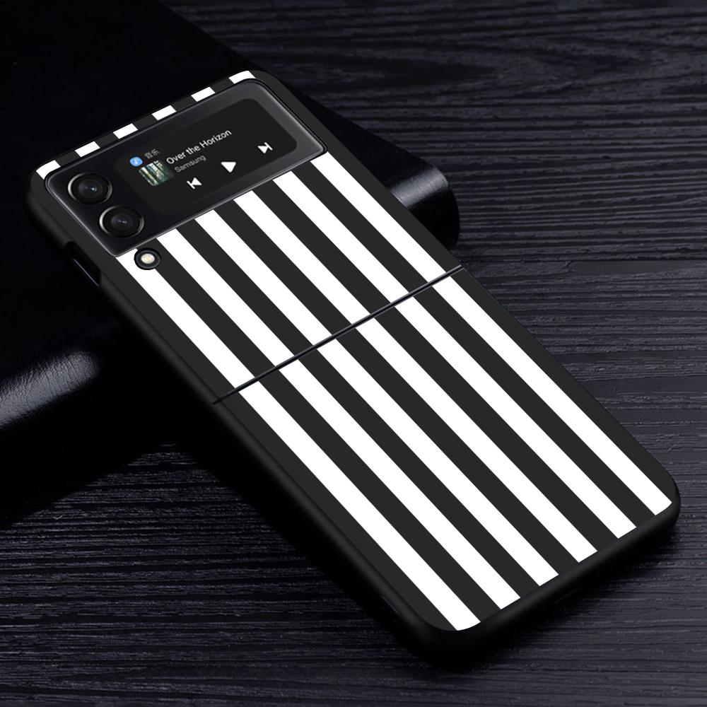 

Чехол для мобильного телефона Samsung Galaxy Z Flip3 Flip4 5G черный чехол Z Flip 3 жесткий ПК роскошный чехол Zflip3 Funda спортивные фирменные полосы Samsung Z Flip4 5G
