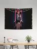 Mysterious RedHaired Anime Girl Tapestry  Moody Neon Pink Backlit Throne Scene For Edgy Bedroom Decor  Anime Enthusiasts