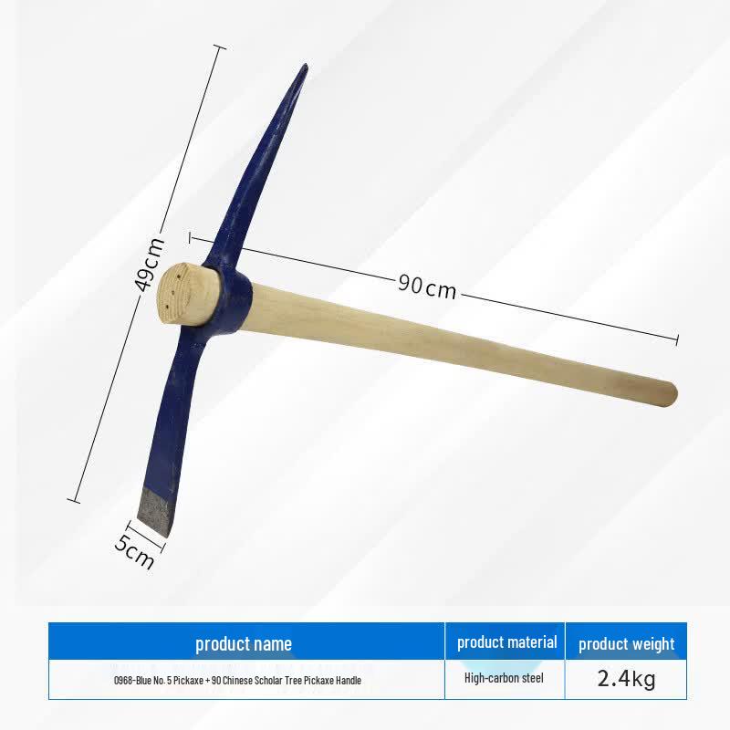 Heavy-Duty Forged Steel Pickaxe & Hoe