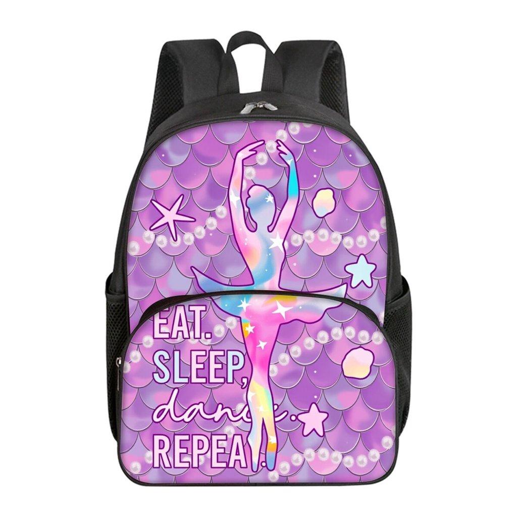 Yoga Dance Print School Backpack for Boys and Girls Best Gift Waterproof 2D Flat Cartoon Round Front Pocket Bag for Children