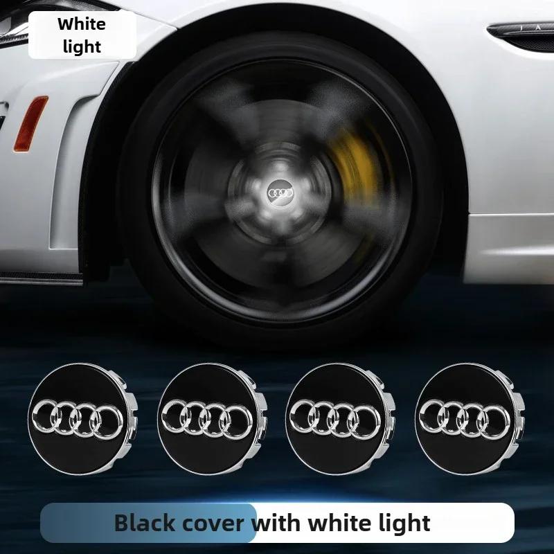 For Audi  A84Pcs 60mm 61mm 69mm LED Wheel Center Hub Cap Light Floating Illuminated Cover for Audi A3 A4 A5 A6 Q3 Q5 Q7 etc